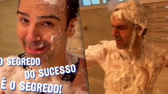Tadeu Schmidt relembra banho de espuma de Brigido